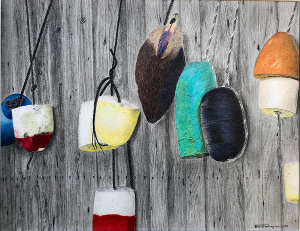 Colors in Atlantic 16"x20" Print Matted to 16"x20" - Bruce Tarkington Drawings