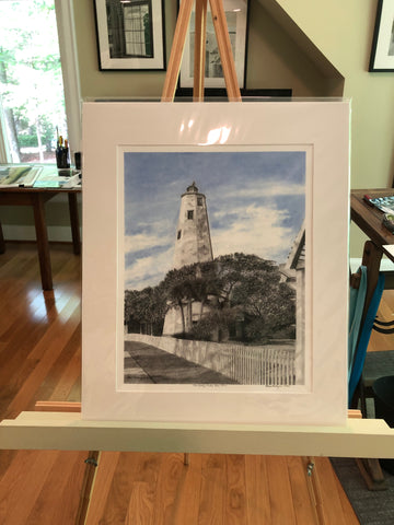 "Old Baldy Under Blue Skies" Print Matted to 16"x20" - Bruce Tarkington Drawings