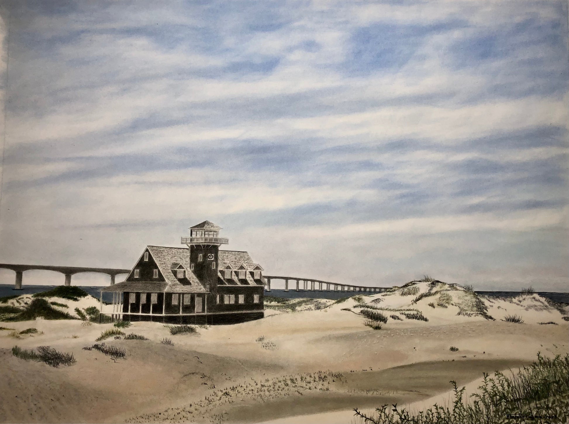 "The Essence of Pea Island" 13"x16" Print     Bodie Island Collection - Bruce Tarkington Drawings