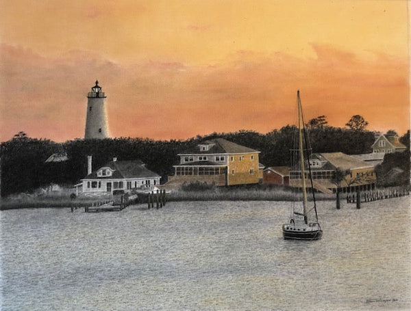 "Safe Harbor" Print Matted to 16x20" - Bruce Tarkington Drawings