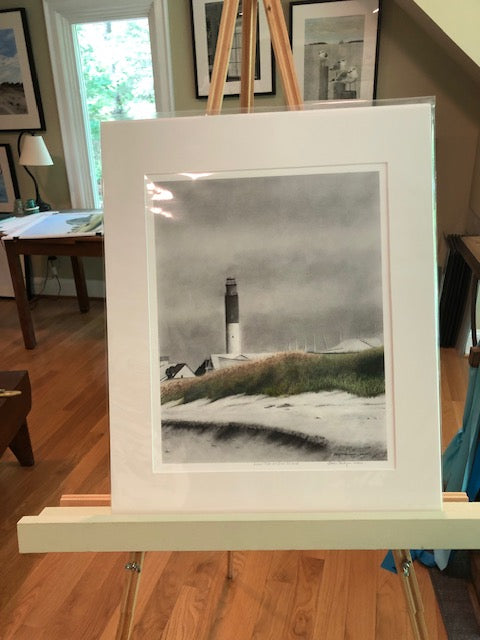 "Low Tide at Oak Island" Print Matted to 16"x20" - Bruce Tarkington Drawings