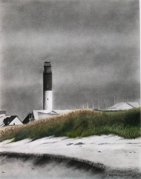 "Low Tide at Oak Island" Print Matted to 16"x20" - Bruce Tarkington Drawings