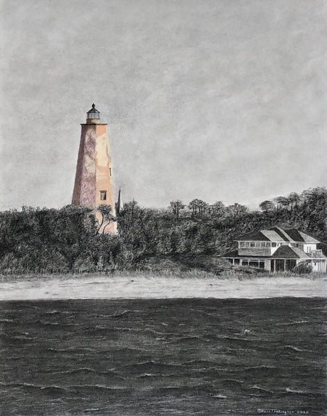 "Living Under Old Baldy" Print Matted to 16"x20" - Bruce Tarkington Drawings